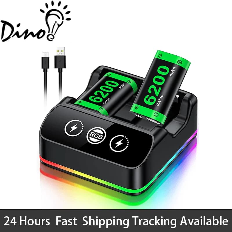 DinoFire pour Xbox série X/S et Xbox One batterie Rechargeable Xbox One avec 2 batteries/chargeurs 6