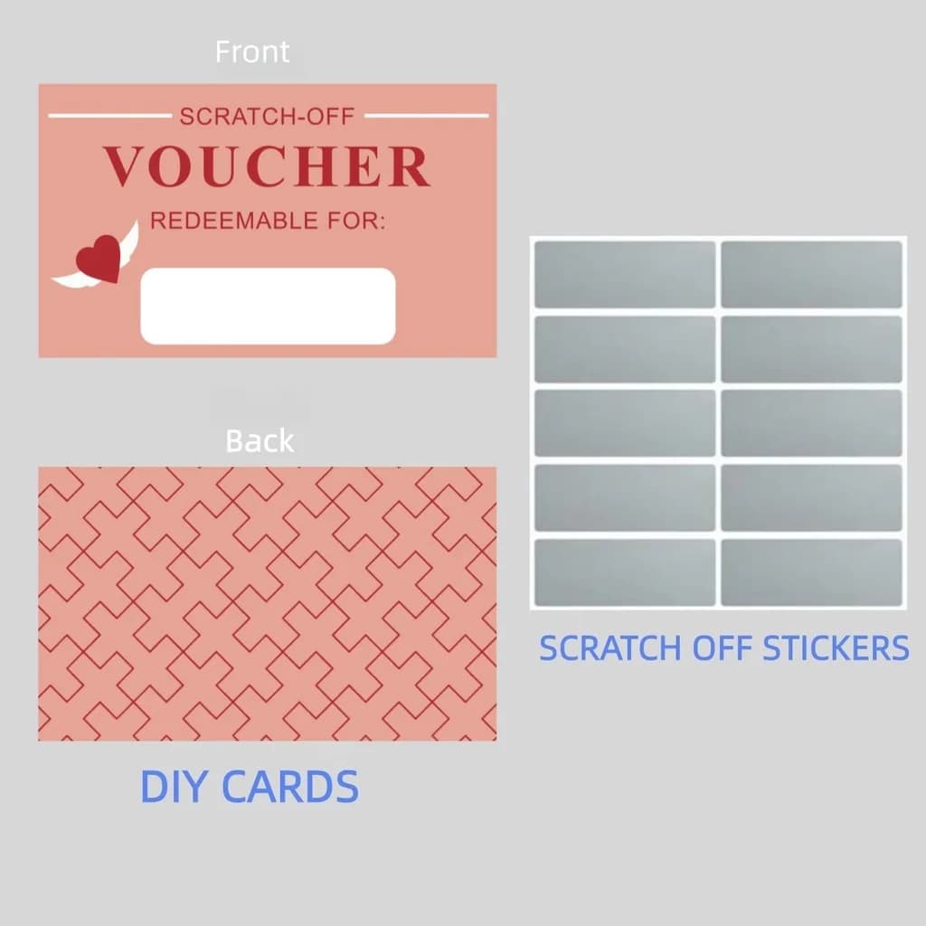 30 cartes à gratter DIY, billet doré avec autocollants, cadeau romantique pour anniversaire, Saint-V