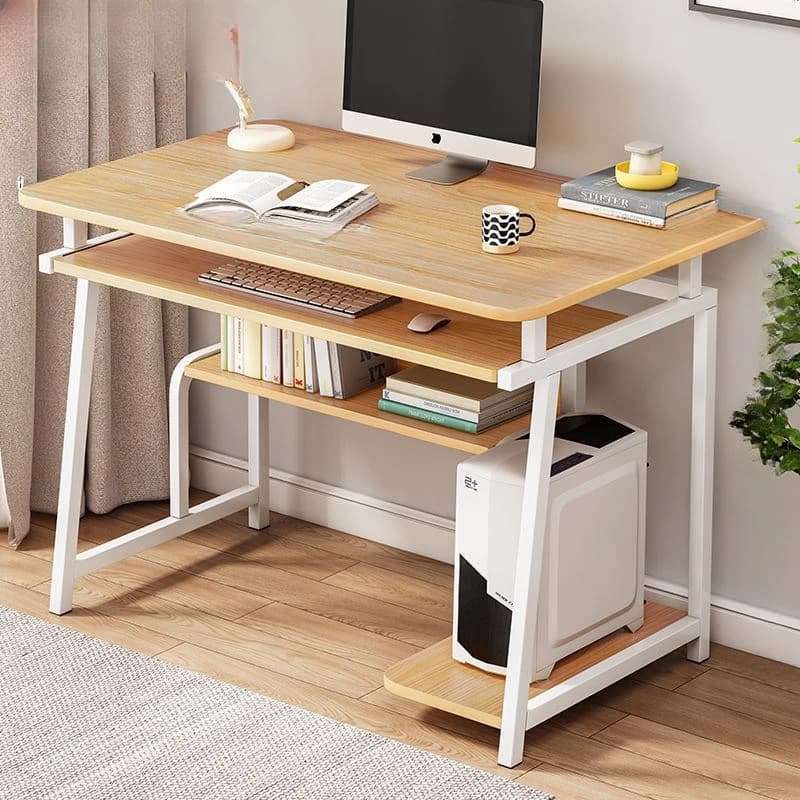 Petit bureau d'ordinateur pour petits espaces, table d'écriture moderne de 33,5 pouces avec étagère