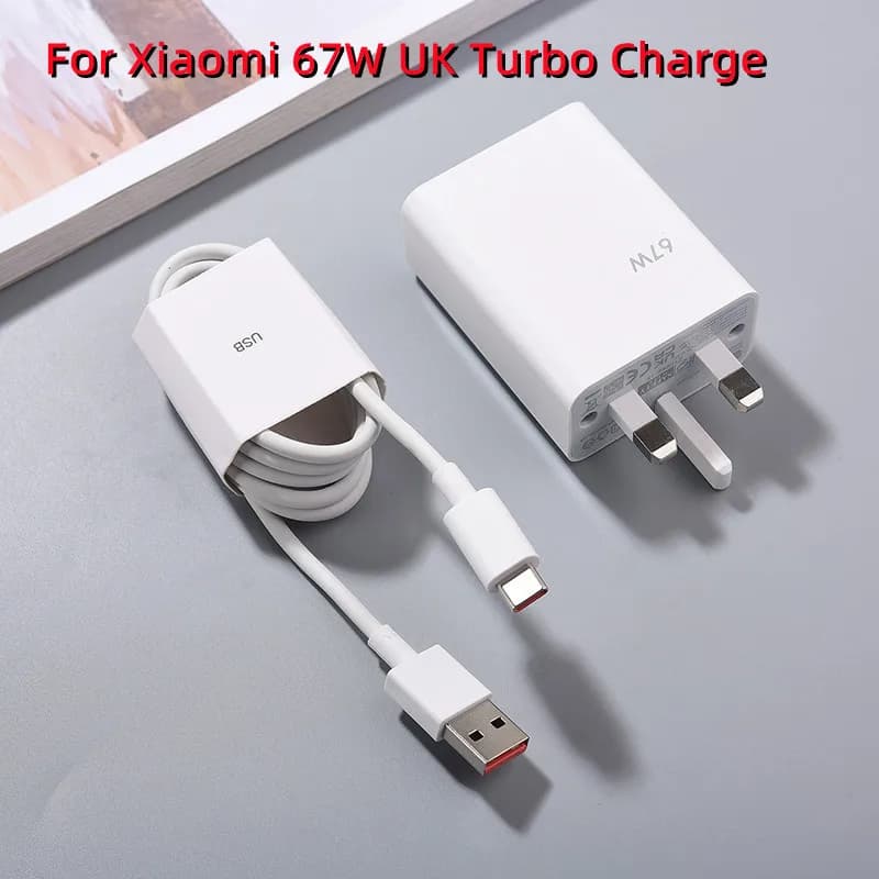 Pour Xiaomi 67W chargeur rapide prise britannique adaptateur de Charge Turbo 6A câble Usb Type C pou