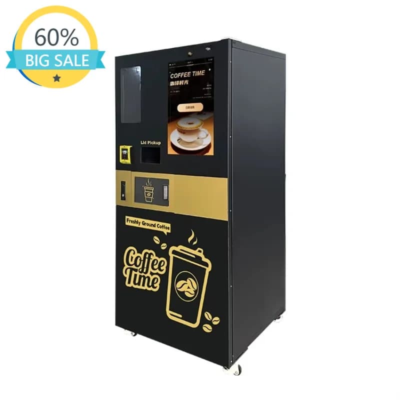 Distributeur automatique de café facile à utiliser avec distributeur de gobelets pour rue commerçant