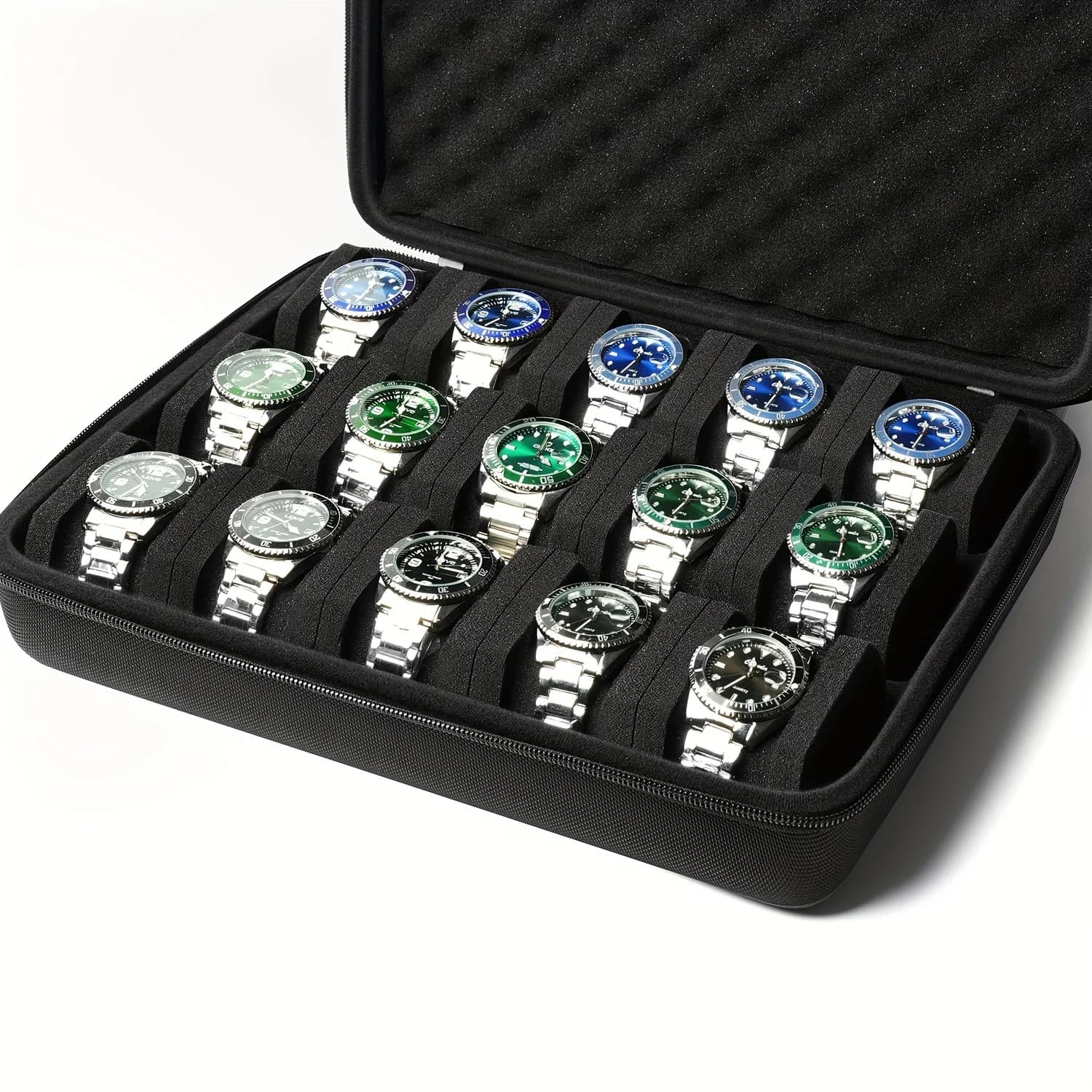 Boîte de montre 15 cartes, magasins 15 montres, adaptée aux montres grandes et petites, avec oreiller éponge antichoc, portable pour voyage