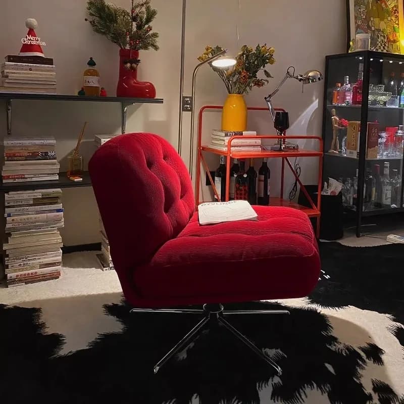 Fauteuil de salon rouge Bauhaus, pivotant et relevable, pour salon, chaises de loisirs modernes, fauteuil compact pour petits espaces