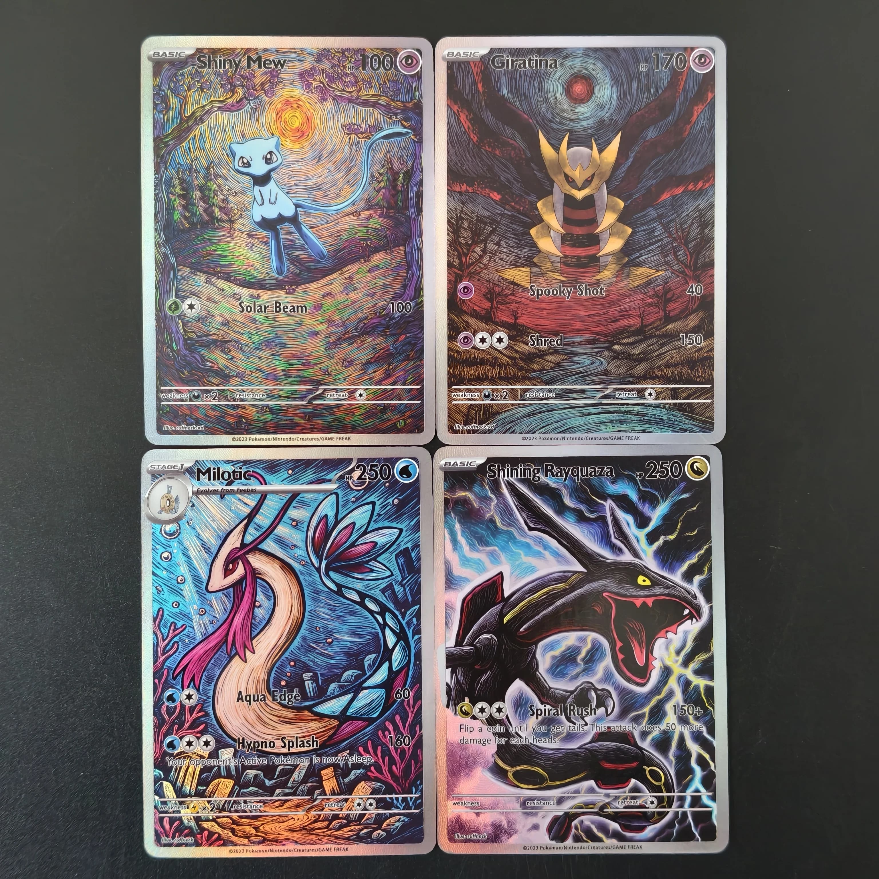 Carte Pokémon PTCG Anglaise Shiny Mew Giratina Milotic Shining Rayquaza en Parfait État – Collection Anime Premium