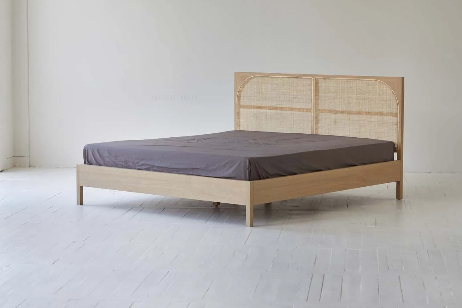 Meubles organiques Boho naturels, meubles de chambre à coucher japonais, meubles de lit modernes en