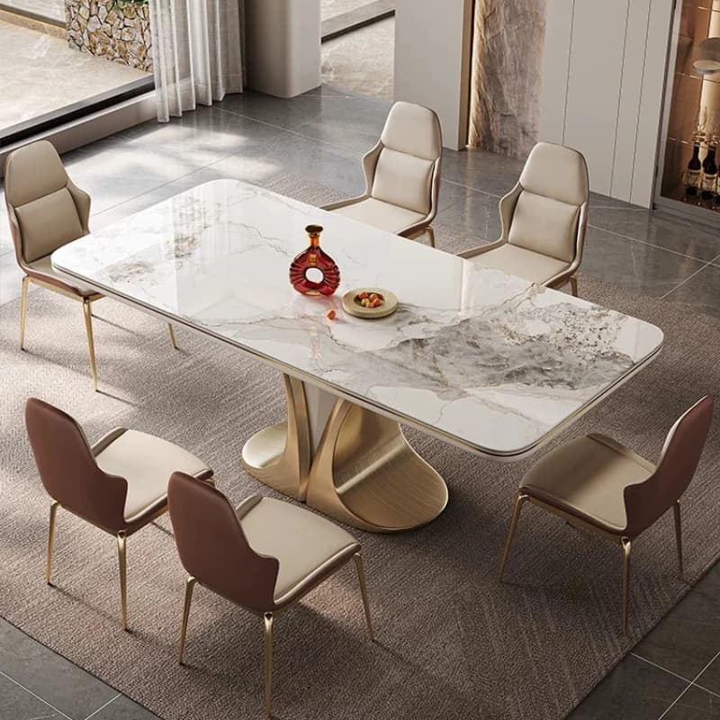 Ensemble de table à manger rectangulaire en ardoise pour 6 personnes, style moderne, simple, luxe léger, haut de gamme, meubles de salle à manger