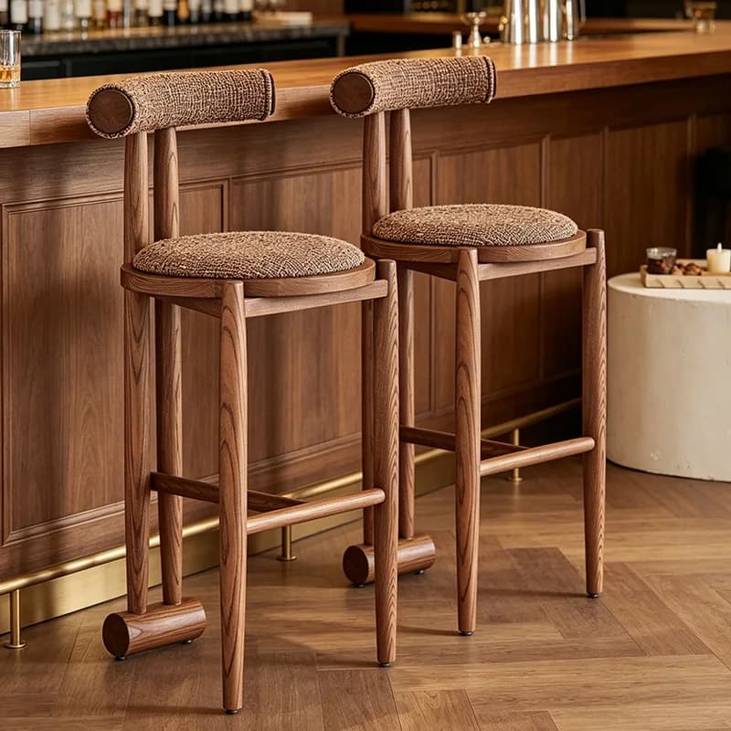 Chaise de bar contemporaine en bois, confortable, classique, style mid-century, pour cuisine, mobile, rembourrée, Krzeslo Barowe, mobilier de club
