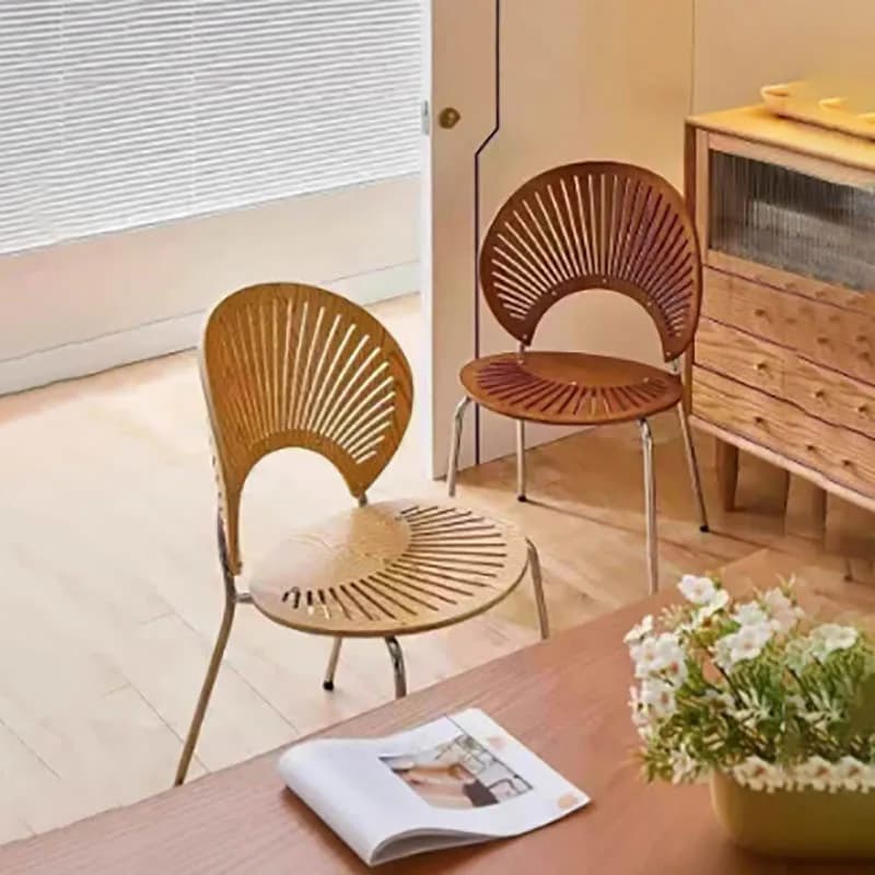 Ensemble de 4 chaises de salle à manger du milieu du siècle, Glamour japonais, pieds en métal de luxe, meubles de Salle à manger nordiques élégants