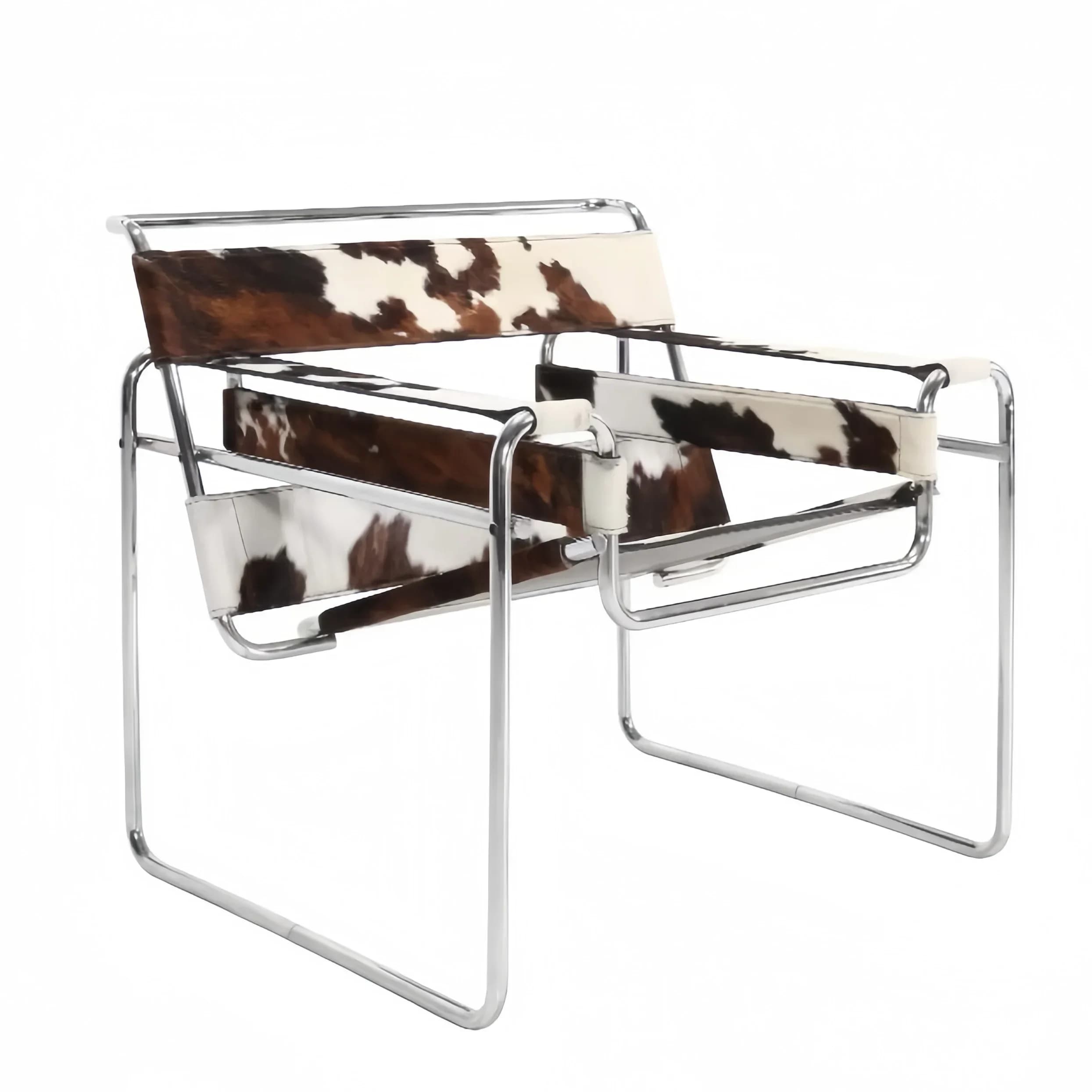 Vassili – chaise longue en cuir véritable, Style Bauhaus, une pièce moderne du milieu du siècle, avec cadre en tube inoxydable, mobilier de bureau haut de gamme