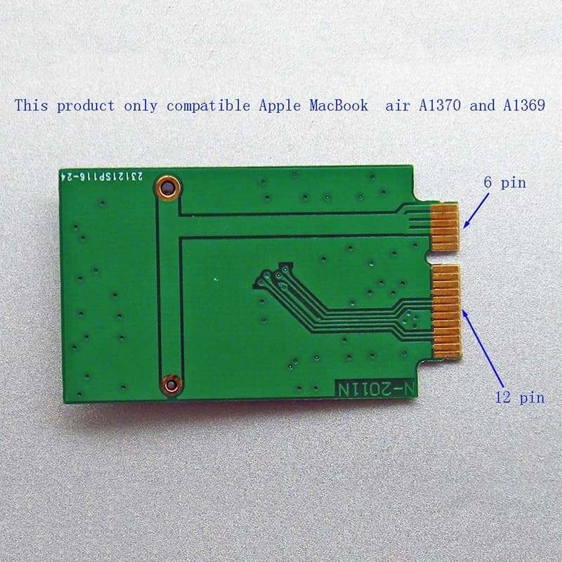 Carte adaptateur M.2 NGFF SSD 12 + 6 broches pour MacBook Air 2010 2011 A1370 A136
