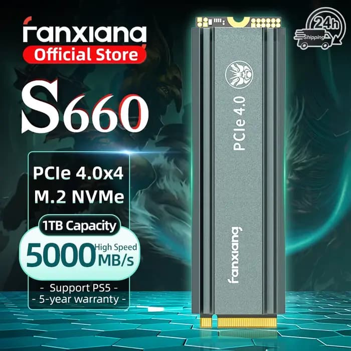 Fanxiang S660 M.2 SSD 500GB 1TB 2TB 5000MB/s M.2 NVMe PCIe4.0x4 SSD Disque SSD interne pour PS5/Play