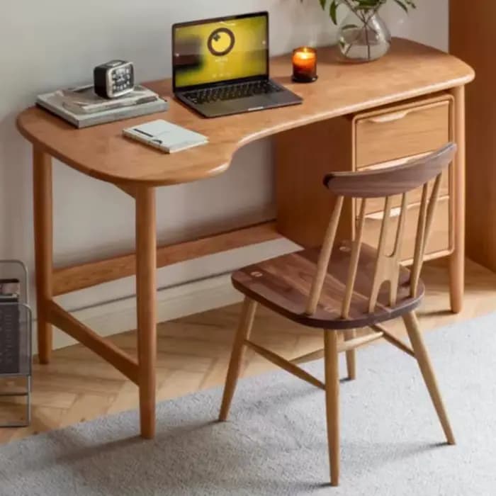 Bureau d'ordinateur en bois avec tiroirs
