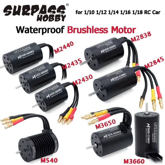 SURPASS HOBBY moteur sans balais étanche M2430/2435/2440/2838/2845/540/3650/3660 pour Wltoys 1/10 1/