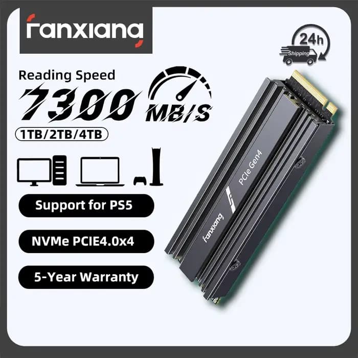Fanxiang S880R 7450MB/s SSD NVMe M.2 2280 PCIe Gen 4 SSD de jeu 4TB 2TB 1TB Disque dur interne à sem