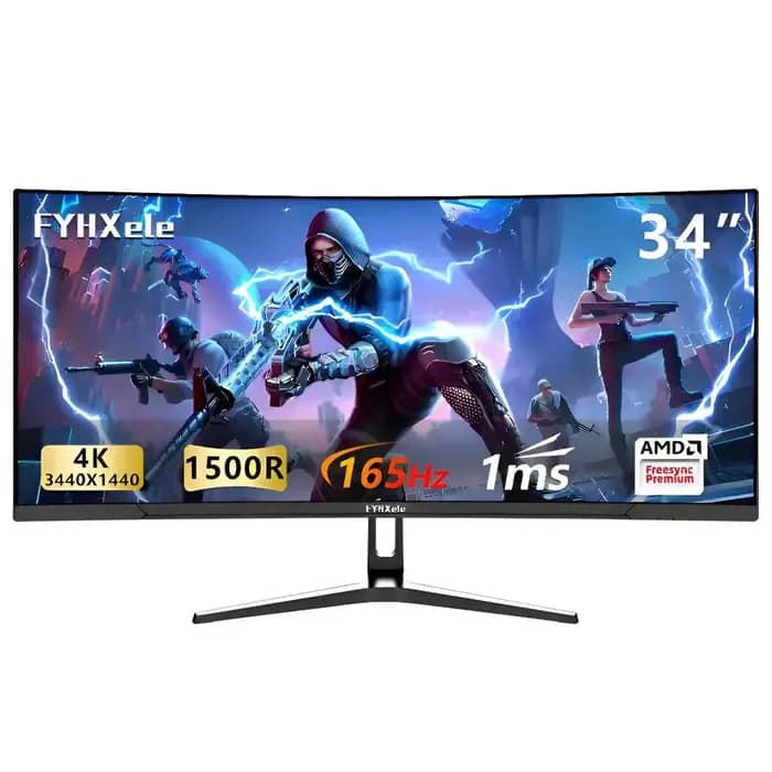 Moniteur 34 pouces 165Hz VA WQHD, écran large de bureau 21:9, écran d'ordinateur de joueur LED 1500R incurvé DP/3440x1440
