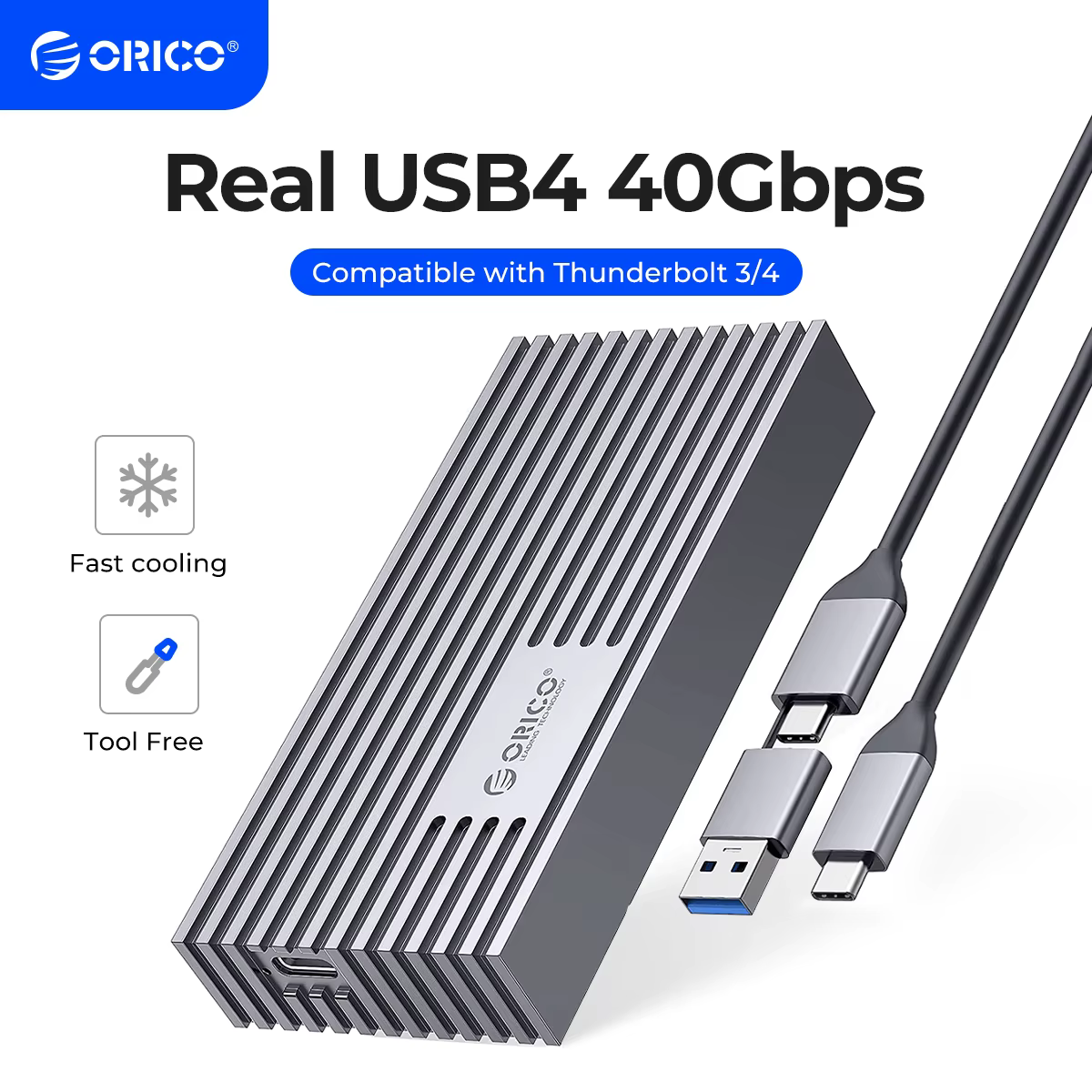 ORICO-Boîtier externe SSD NVMe M.2, USB 4, 40Gbps, PCIe 3.0x4, 20Gbps, 10Gbps, compatible avec Thund