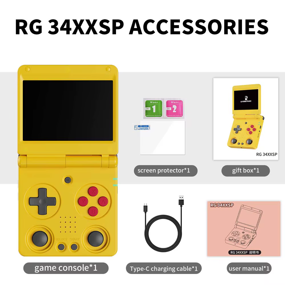 Console de jeu portable pliable ANBERNIC RG34XXSP, double joystick, connexion TV, RG34XXSPo, lecteur