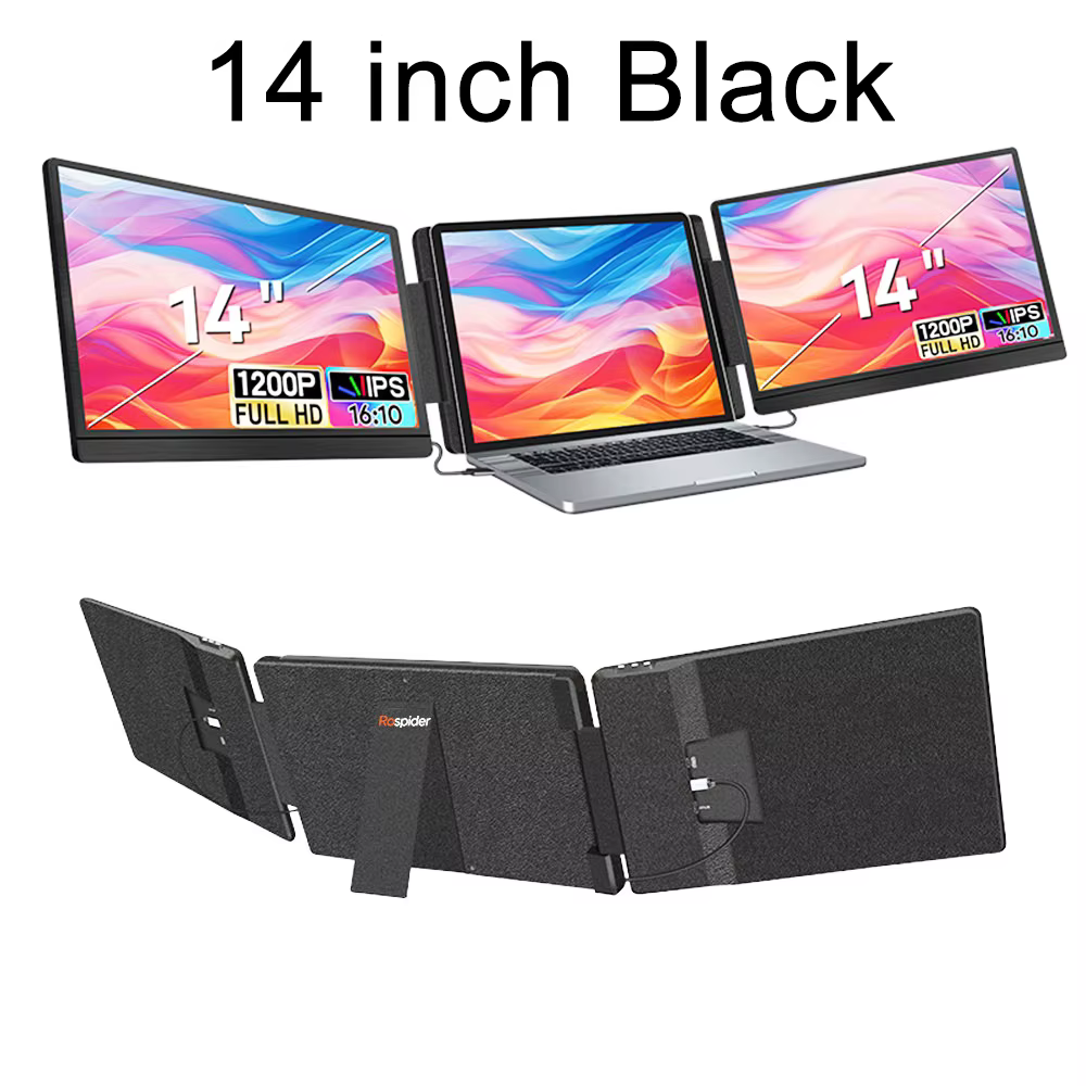 Moniteur externe portable LCD FHD IPS pour jeux, rétroéclairé, haute définition, double ou triple éc