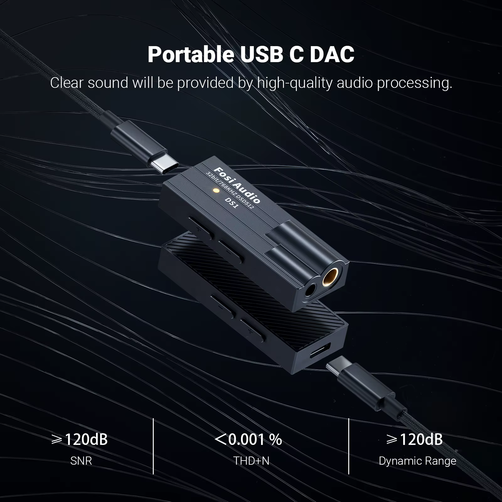 Fosi Audio DS1 DSD512 HiFi USB DAC Dongle amplificateur de casque Mini décodeur Audio prise en charg