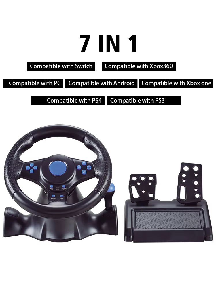 Contrôleur de vibrations de volant de course 7 en 1, pédales de course de Simulation de jeu pour swi
