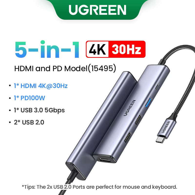 UGREEN double HDMI USB-C HUB 8K 4K HDMI adaptateur 10 en 1 séparateur avec RJ45 USB3.0 PD 100W Dock 