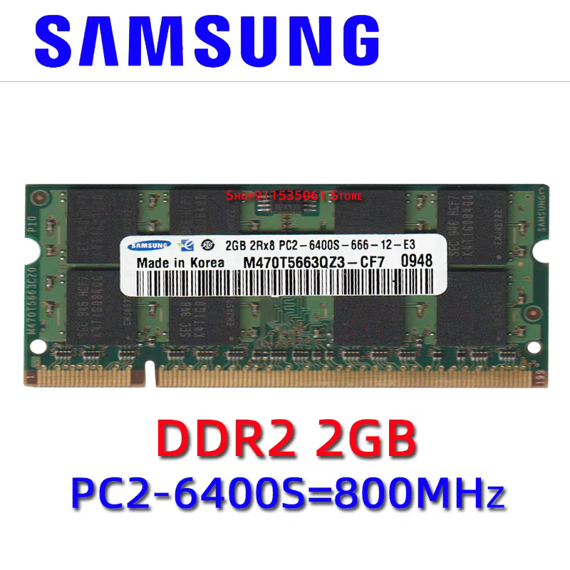 Mémoire RAM pour ordinateur portable, 2 Go, PC2, 6400S, DDR2, 800MHz, utilisation de l'ensemble fami