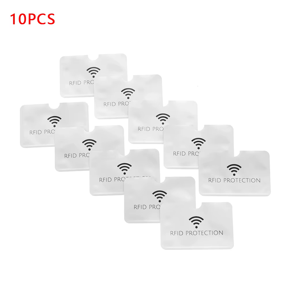 Porte-cartes d'identité anti rfid, 10 pièces, argent, délit laser, portefeuille bloquant lecteur, se