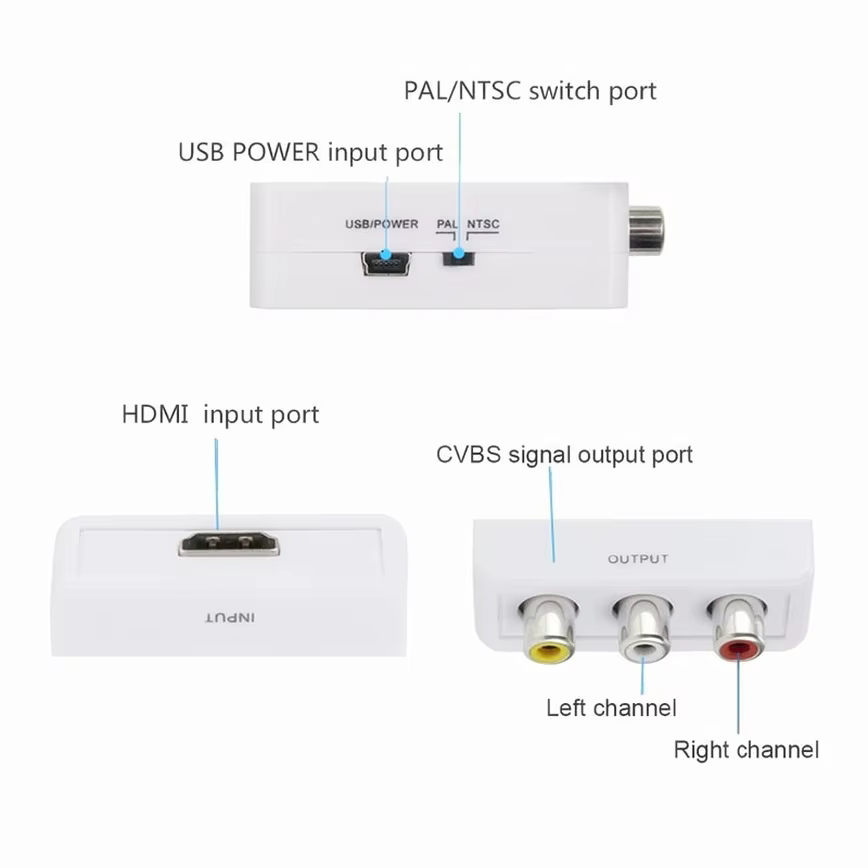 Grwibeou – convertisseur HDMI vers RCA 1080P, boîtier vidéo AV/CVSB L/R HD 1920x1080, HDMI2AV, prise