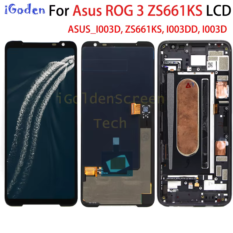 Écran Amoled 6.59 pouces pour Asus ROG Phone 3 ZS661KS, écran LCD avec cadre, panneau tactile, numér