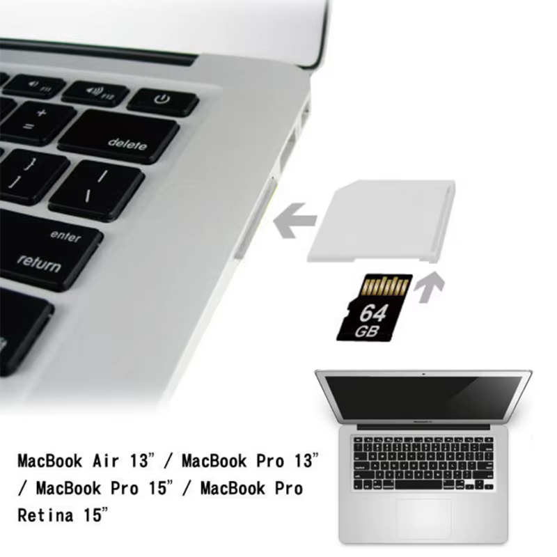 Mini lecteur de carte SD 64 go, convertisseur Micro SD/TF vers SD, pour MacBook Mac Air 180510