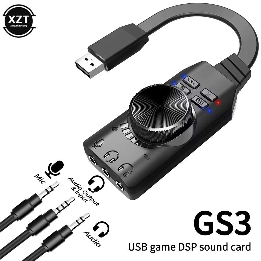 Adaptateur USB 3.5mm, 7.1 canaux, carte son externe pour jeu sur ordinateur, carte Audio externe pou