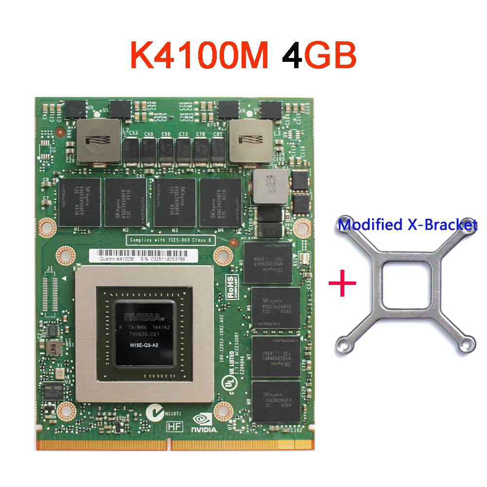 Carte graphique Quadro K4100 K4100M GDDR5 4GB N15E-Q3-A2 avec support en X pour Dell HP Apple iMac A