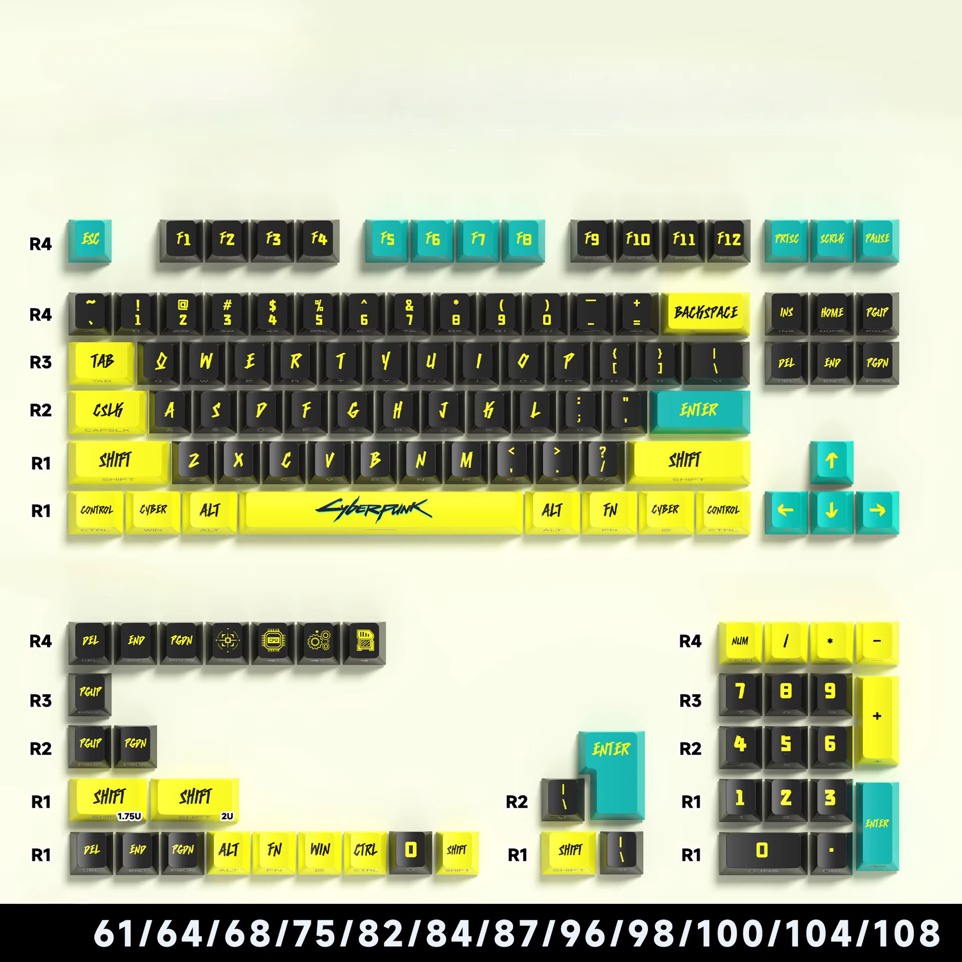 Cyberpunk 129 touches Keycap cerise profil côté gravé translucide Keycaps Pbt personnalisé adapté Wo