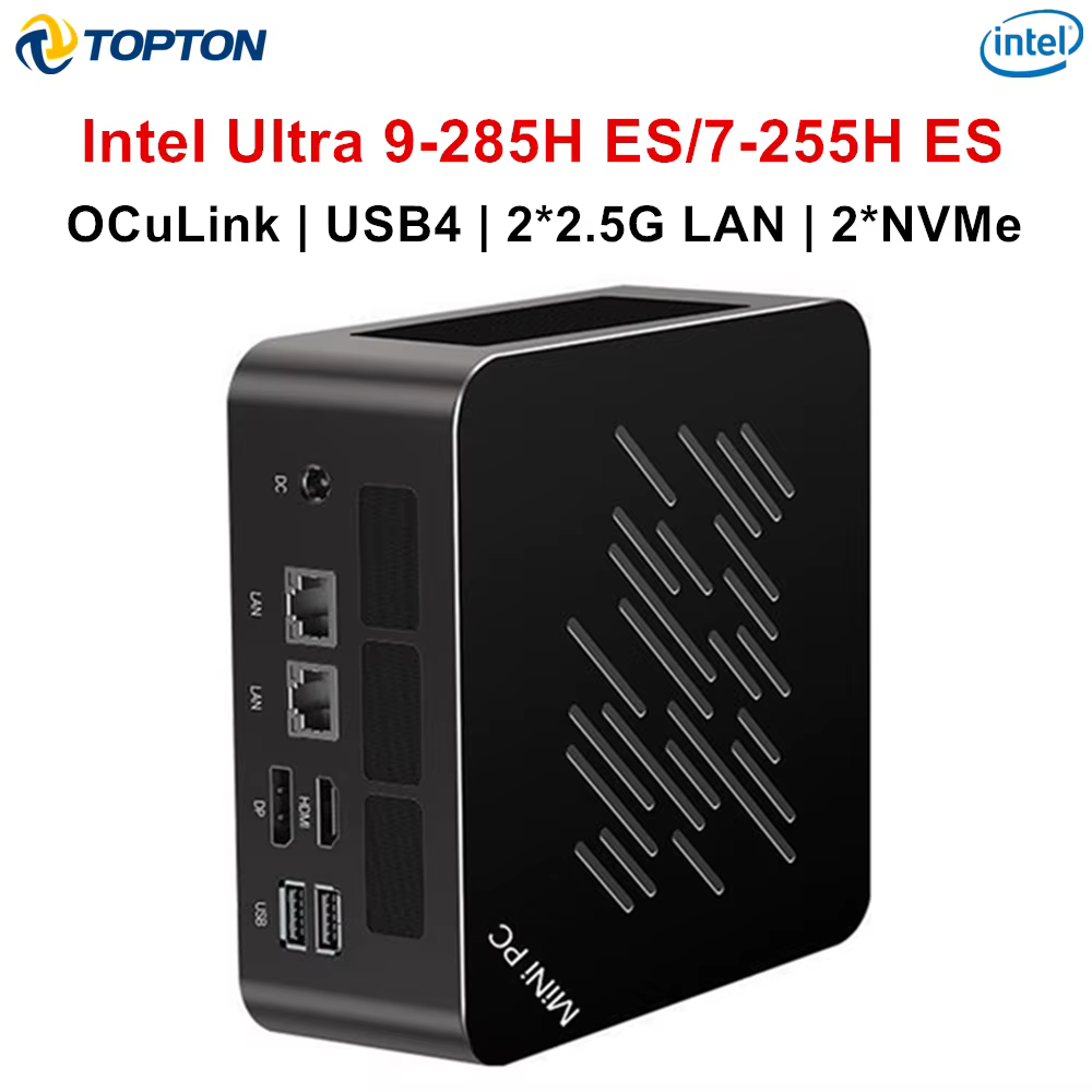 Topton Mini PC Gamer Intel Ultra 9 285H ES 7 255H ES 5 235H ES OCuLink USB4 2x2.5G LAN 2xNVMe ordina