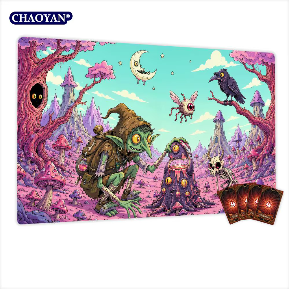 Tapis de jeu MTG, monde fantastique bizarre, tapis de combat pour cartes magiques, antidérapant, dur