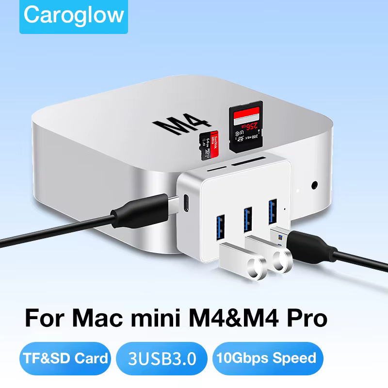 Hub USB C pour Mac mini M4/M4 Pro, avec boîtier SSD M.2 Nvme, station d'accueil Mac mini M4 6 en 1 a