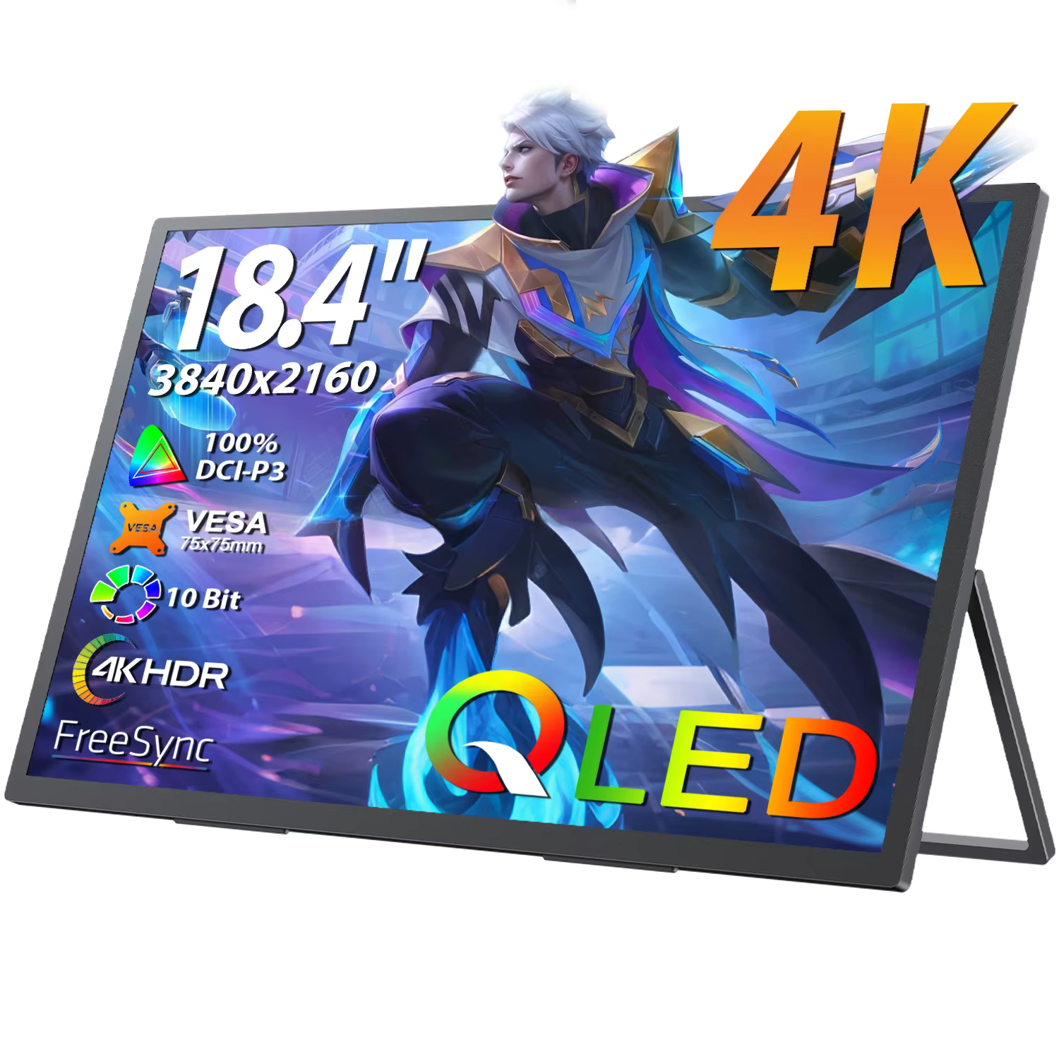 UPERFECT 18.4 4K QLED moniteur de jeu portable 3840 * 2160 HDR USB C HDMI pour PC portable de commut
