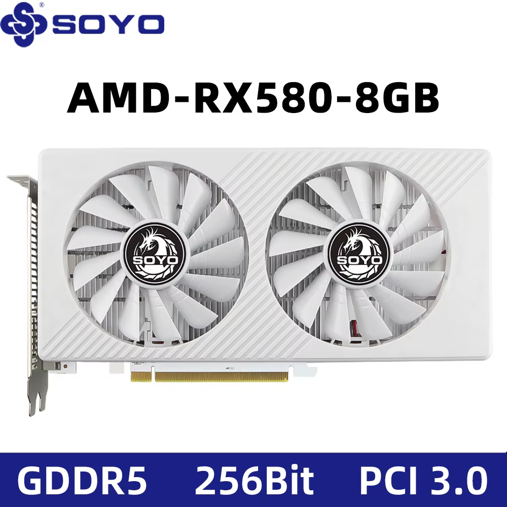 Carte graphique SOYO nouvelle AMD Radeon RX580 8G GDDR5 mémoire 256Bit PCIE3.0x16 cartes GPU de jeu 