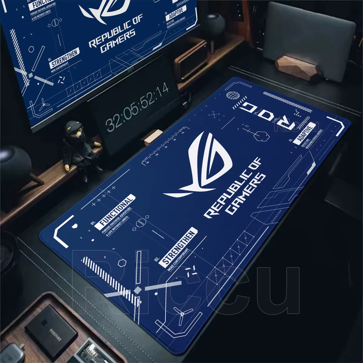 Grand tapis de souris ASUS de jeu sur PC, tapis de jeu coloré pour bureau de Gamer, ordinateur de vi