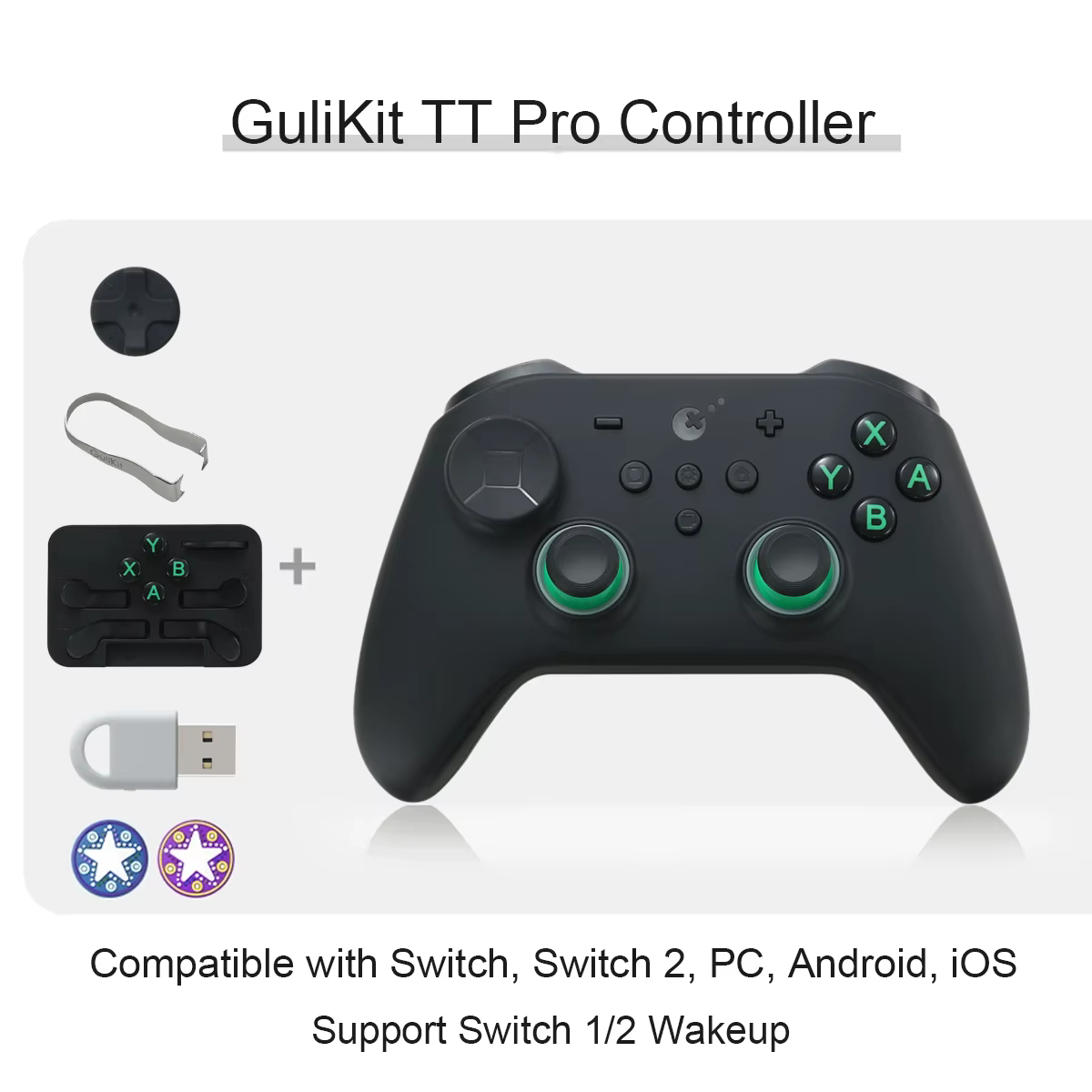 Manette de jeu GuliKit TT Pro avec joysticks TMR, adaptateur Hyperlink 2, anti-drift, pour Nintendo