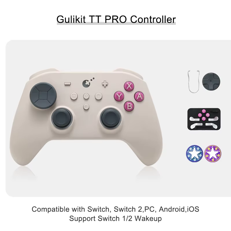 Manette de jeu GuliKit TT Pro avec joysticks TMR, manette avec adaptateur Hyperlink 2 pour Nintendo