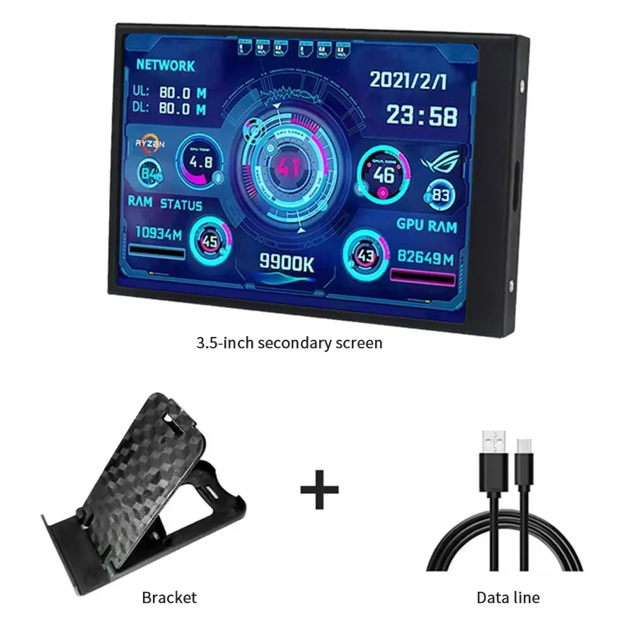 Mini écran secondaire d'ordinateur 3.5 pouces IPS USB C écran secondaire pour ordinateur CPU GPU RAM