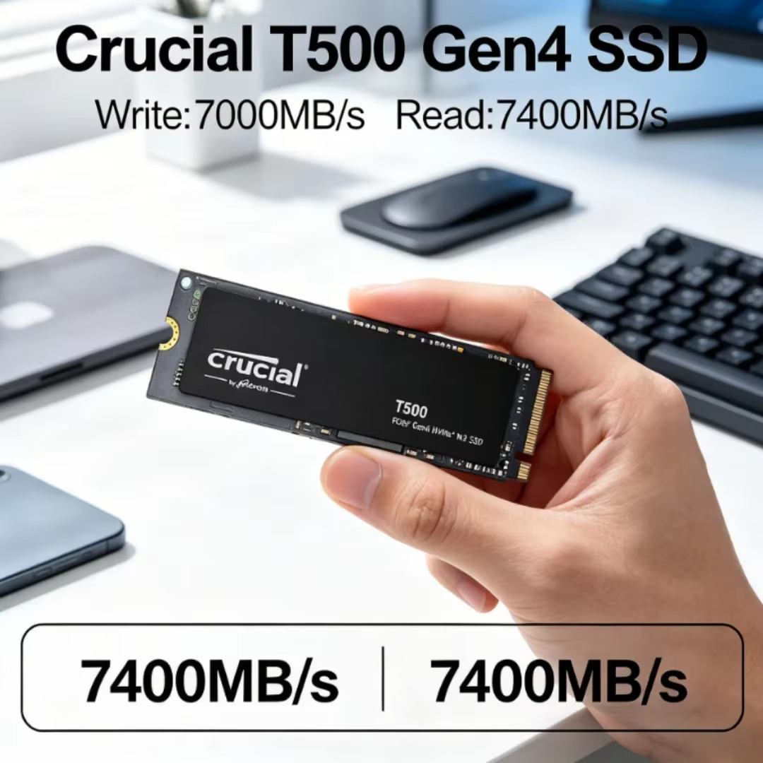 SSD NVMe M.2 Crucial T500 1 To Gen4 7300 Mo/s pour PS5, Ordinateur Portable et PC – Disque Ultra-Rap