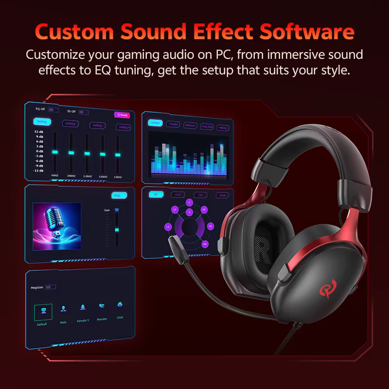 QCY VN200 Pro casque de jeu filaire avec micro 40mm pilote 7.1 Surround sur l'oreille casque pour PC