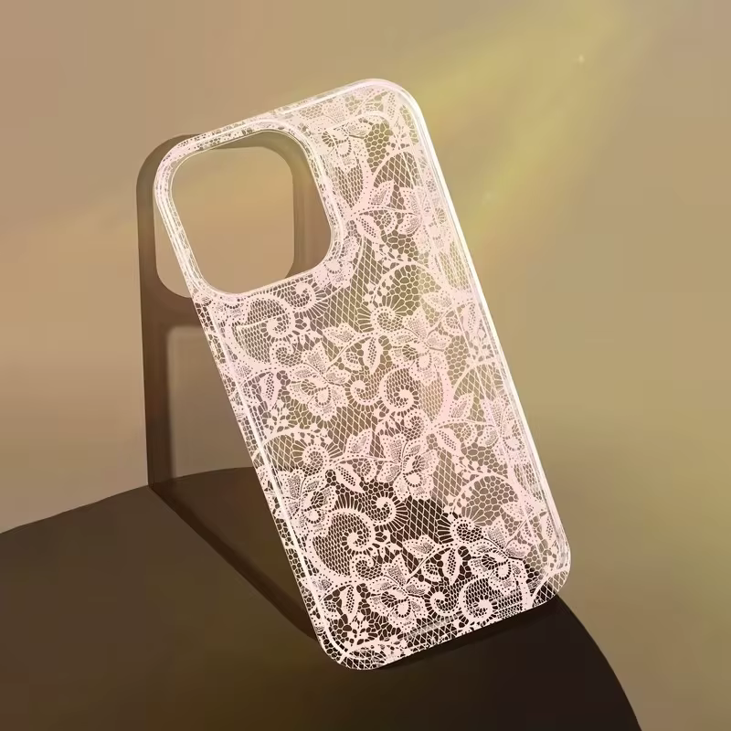 Élégante Coque de Téléphone Blanche à Motif Dentelle Romantique pour iPhone 17 Pro Air 16 15 14 13 1