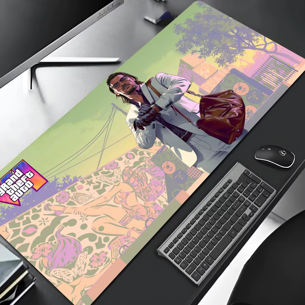 Tapis de souris Rockstar Gta 6 Grand Theft Auto, grand tapis de jeu à bords renforcés, tapis de clav