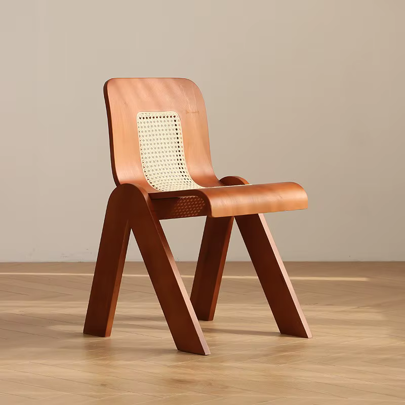 Chaise rétro en forme de C, siège de salle à manger de luxe français, tabouret de loisirs en rotin,