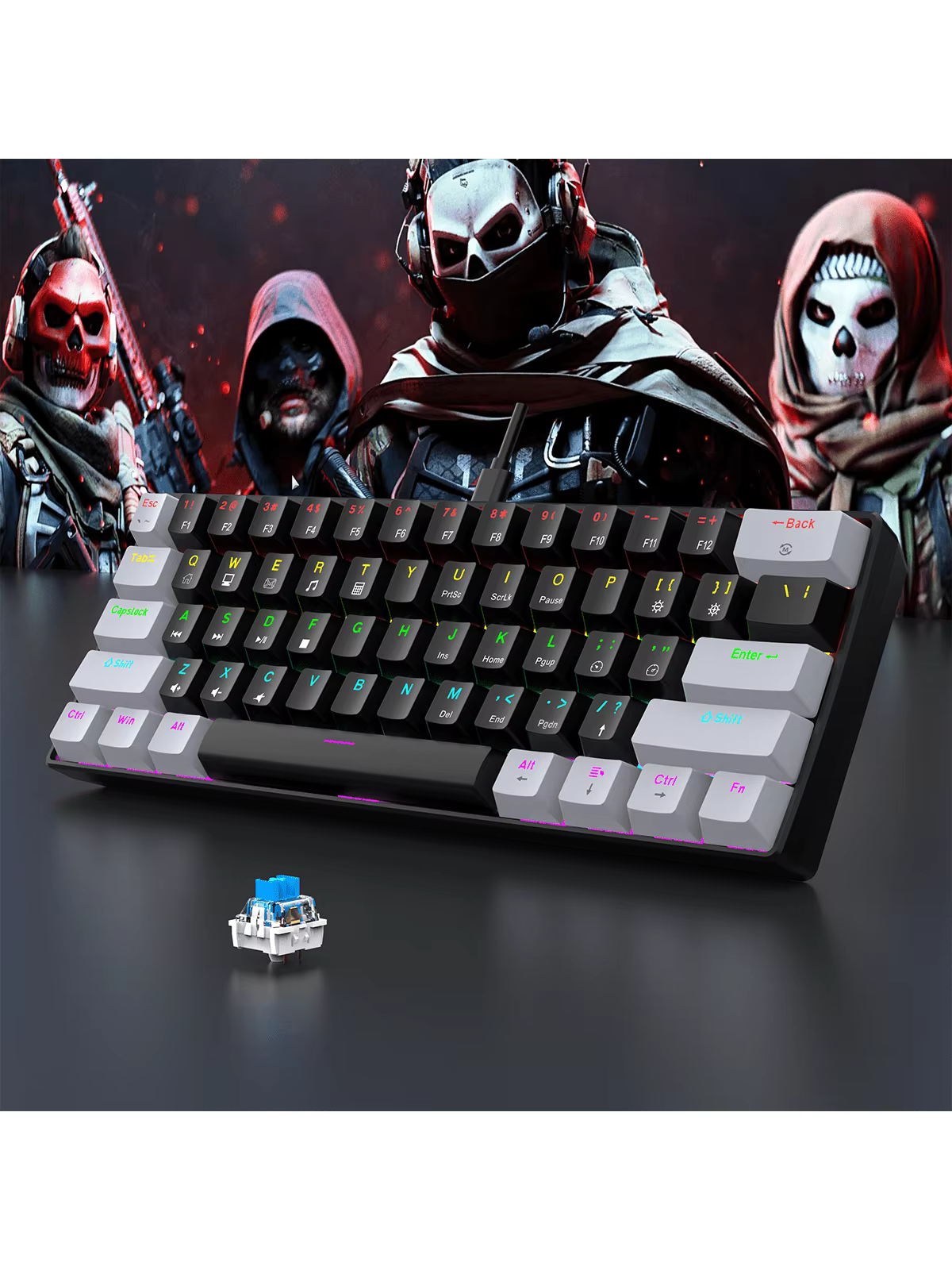Clavier mécanique de jeu filaire 60%, rétroéclairé rvb, Mini disposition Ultra compacte pour joueurs