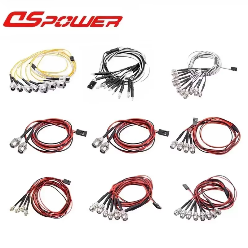 Lampe LED universelle pour voiture RC, 3mm 5mm 8mm, pour camion sur chenilles Axial Scx10 Traxxas Tr