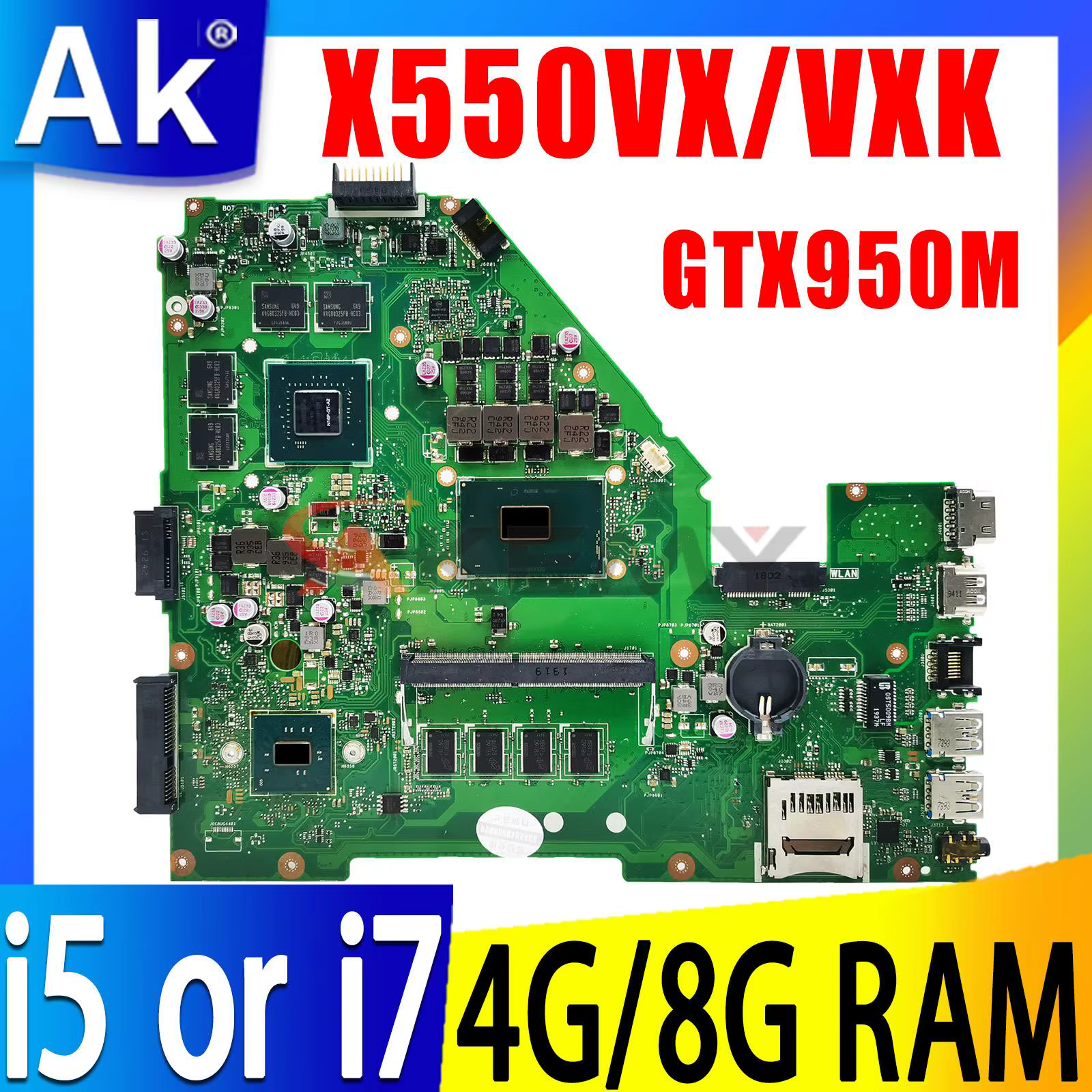 Pour ASUS X550VX carte mère 60NB0BB0-MB1103 A550V W50V X550V FH5900V X550VB X550VC X550VQ X550VXR X5